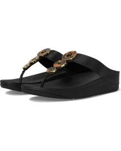 FitFlop Fino Resin-Hoop Leather Toe-Post Sandals