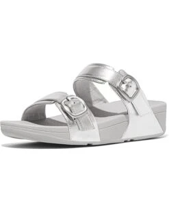 FitFlop Lulu Adjustable-Buckle Metallic-Leather Slides | Sandals