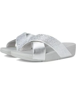 FitFlop Lulu Crystal-Mix Metallic Cross Slides | Sandals -Shoe Rush Shop 711oM6BKYtL. AC SR736920