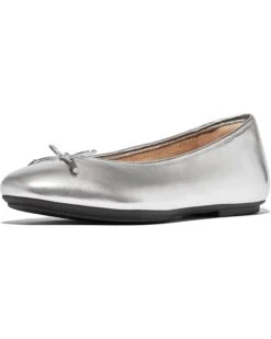 FitFlop Delicato Bow Soft Metallic-Leather Ballerinas | Flats