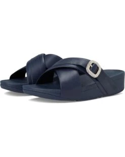 FitFlop Lulu Crystal-Buckle Leather Cross Slides | Sandals -Shoe Rush Shop 71B2Rofv5fL. AC SR736920