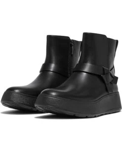 FitFlop F-Mode Folded-Knot Leather Flatform Short Boots