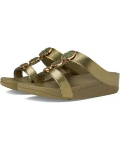 FitFlop Halo Bead-Circle Metallic H-Bar Slides | Heels