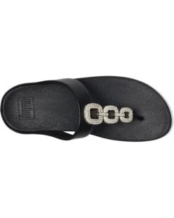 FitFlop Fino Crystal-Chain Leather Toe-Post Sandals -Shoe Rush Shop 71R7ge 04BL. AC SR736920