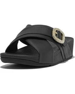 FitFlop Lulu Crystal-Buckle Leather Cross Slides | Sandals -Shoe Rush Shop 71kMSEHGL. AC SR736920