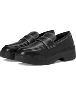 FitFlop F-Luma Contrast-Stitch Leather Demi-Wedge Loafers