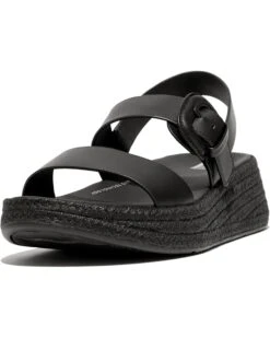 FitFlop F-Mode Espadrille Buckle Leather Flatform Sandals