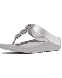 FitFlop Fino Crystal-Chain Metallic-Leather Toe-Post Sandals