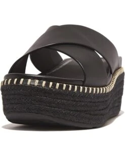 FitFlop Eloise Espadrille Leather Wedge Cross Slides | Heels -Shoe Rush Shop 81KCJ1s8xBL. AC SR736920