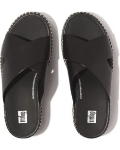 FitFlop Eloise Espadrille Leather Wedge Cross Slides | Heels