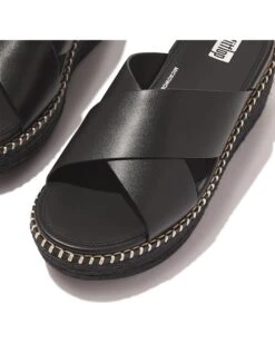 FitFlop Eloise Espadrille Leather Wedge Cross Slides | Heels -Shoe Rush Shop 91LSCZs0ukL. AC SR736920